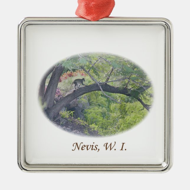 Ornamento De Metal Macaco em uma árvore (Frente)