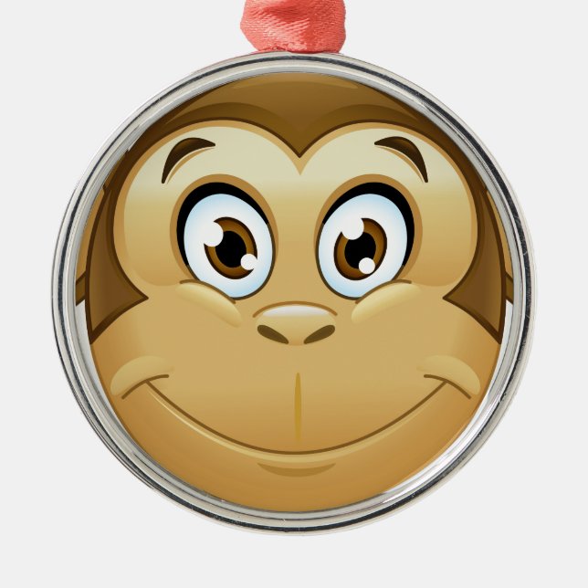 Ornamento De Metal macaco emoji (Frente)