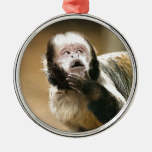 Ornamento De Metal Macaco-prego de bebê malvado e pensativo