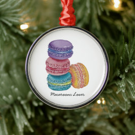 Ornamento De Metal Macarões Coxas Do Arco-Íris Em Aquarela