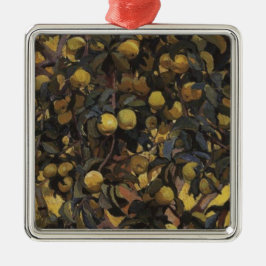 Ornamento De Metal Maçãs nos ramos das árvores (por Serebriakova)