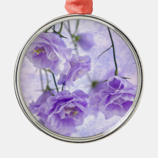 Ornamento De Metal Macro Flores de Campanela Roxas (Frente)