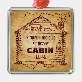 Ornamento De Metal Madeira Faux Personalizada de Cabina de Log