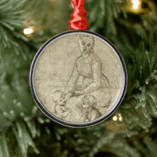 Ornamento De Metal Madona, Cristo e São João Batista por Rapahel