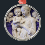 ORNAMENTO DE METAL MADONNA COM CRIANÇAS E ÂNGULOS RODEIROS<br><div class="desc">Elegante e clássico Renaissance fine art,  obra-prima de Bottega della Robbia ( Florence - Itália ) em cores branca,  amarela,  castanha,  azul.</div>