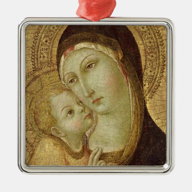 Ornamento De Metal Madonna e criança (Frente)