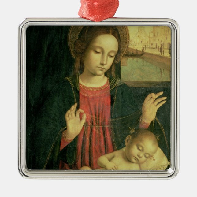 Ornamento De Metal Madonna e criança (Frente)