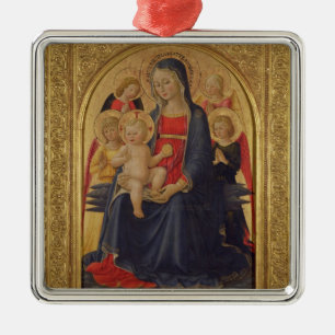 Ornamento De Metal Madonna e criança com anjos, c.1467 (óleo na pla