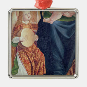 Ornamento De Metal Madonna e criança com músicos do anjo