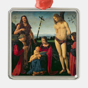 Ornamento De Metal Madonna e criança com SS. John The Baptist e