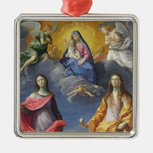 Ornamento De Metal Madonna e criança com St. Lucy e Maria Madalena