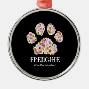 Ornamento De Metal Madre Art Frenchie Mama Floral Paw French Buldog