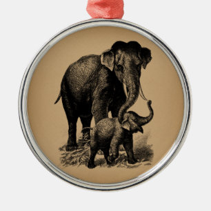 Ornamento De Metal Madre e Elefante Bebê