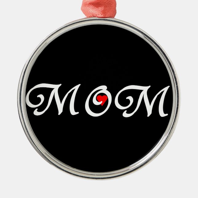 Ornamento De Metal Mãe com coração vermelho (Frente)