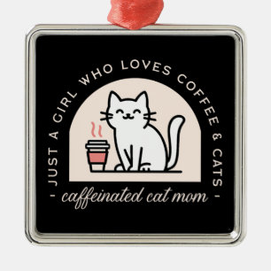 Ornamento De Metal Mãe de gato engraçada amante de café