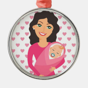 ORNAMENTO DE METAL MÃE E BEBÊ