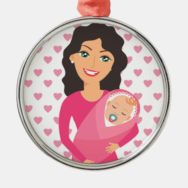 ORNAMENTO DE METAL MÃE E BEBÊ (Frente)
