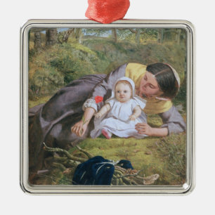 Ornamento De Metal Mãe e criança com uma papoila