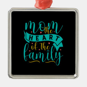 Ornamento De Metal Mãe, O Coração Da Família