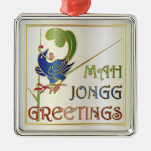 Ornamento De Metal Mah Jongg Christmas One Bam Ornament