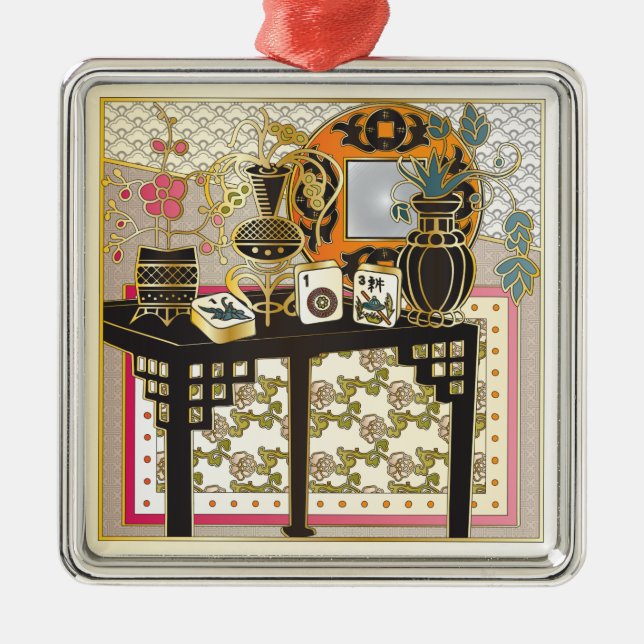 Ornamento De Metal Mah Jongg Mesa (Frente)