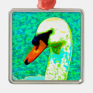 Ornamento De Metal Maiestoso Cabeça Branca de Cisne