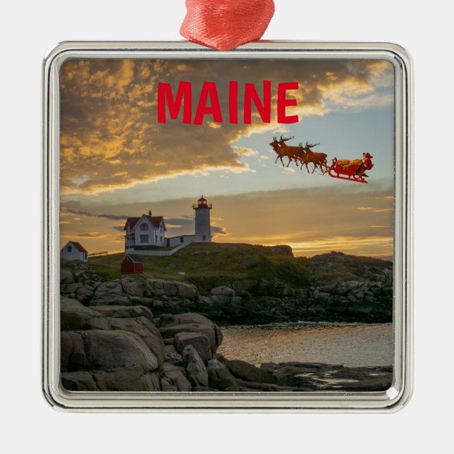 Ornamento De Metal Maine Christmas Cerâmica Ornament (Frente)