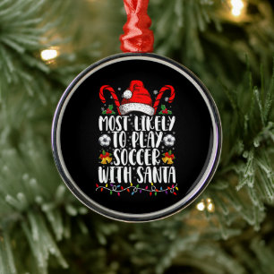Ornamento De Metal Mais Propenso a Jogar Futebol com o Papai Noel Fam
