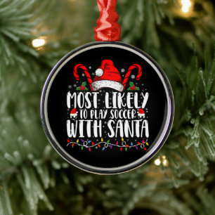 Ornamento De Metal Mais Propenso a Jogar Futebol com o Papai Noel no 