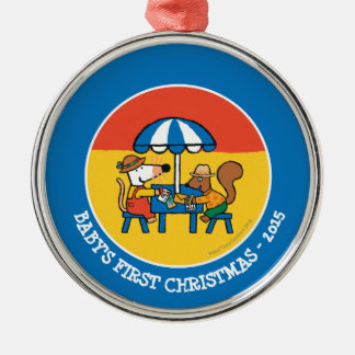 Ornamento De Metal Maisy escreve cartão sob o guarda-chuva azul