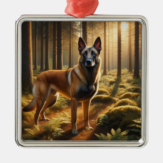 Ornamento De Metal Malinois Belga (Frente)