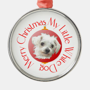 Ornamento De Metal Maltese Christmas Little White Dog