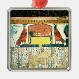 Ornamento De Metal Mamã em uma cama fúnebre com várias divindades