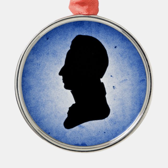 Ornamento De Metal "Man Silhouette on Blue" (Frente)