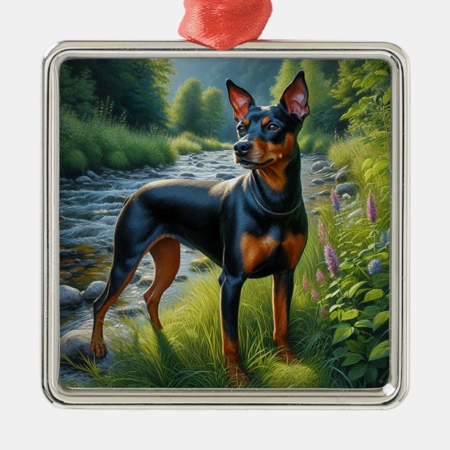 Ornamento De Metal Manchester Terrier (Frente)
