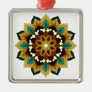 Ornamento De Metal Mandala Padrão 02 em amarelo e em tom