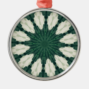 Ornamento De Metal Mandala Tropical de Sacramento Folha Verde e Prata