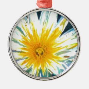 Ornamento De Metal Manhã Brilhante Flor Amarelo Branco à Meia-noite