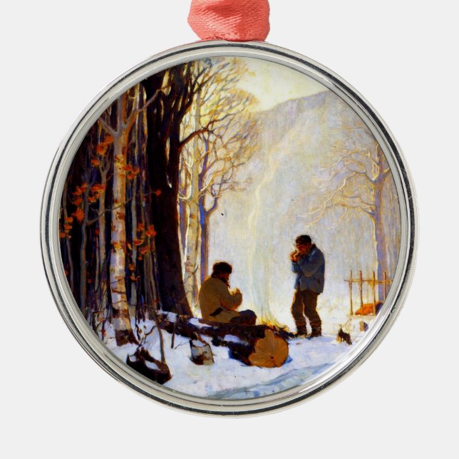 Ornamento De Metal Manhã cedo na Floresta (Frente)