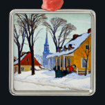 Ornamento De Metal Manhã de inverno, belas artes por Clarence Gagnon<br><div class="desc">Winter Morning Baie-Santo-Paul,  pintura de belas artes pelo artista canadense Clarence Gagnon</div>