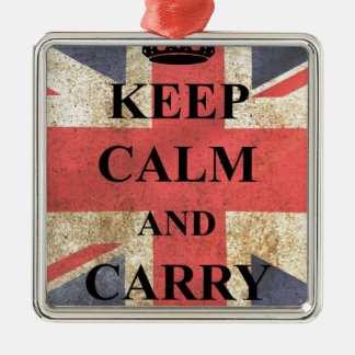 Ornamento De Metal Mantenha calmo para continuar a bandeira britânica