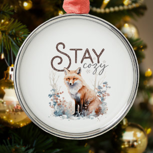 Ornamento De Metal Mantenha o Cozy Woodland Fox no Natal
