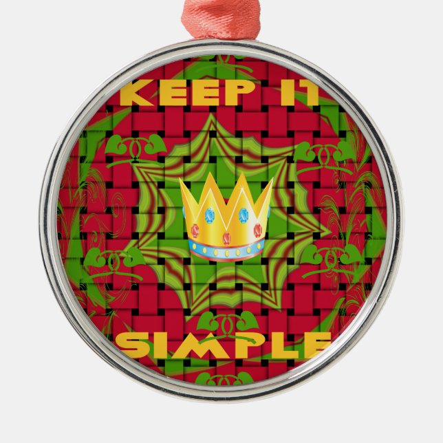 Ornamento De Metal Mantenha Simples: impressão Floral Vermelho De For (Frente)