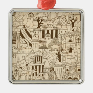 Ornamento De Metal Mão de Londres tirada no papel velho