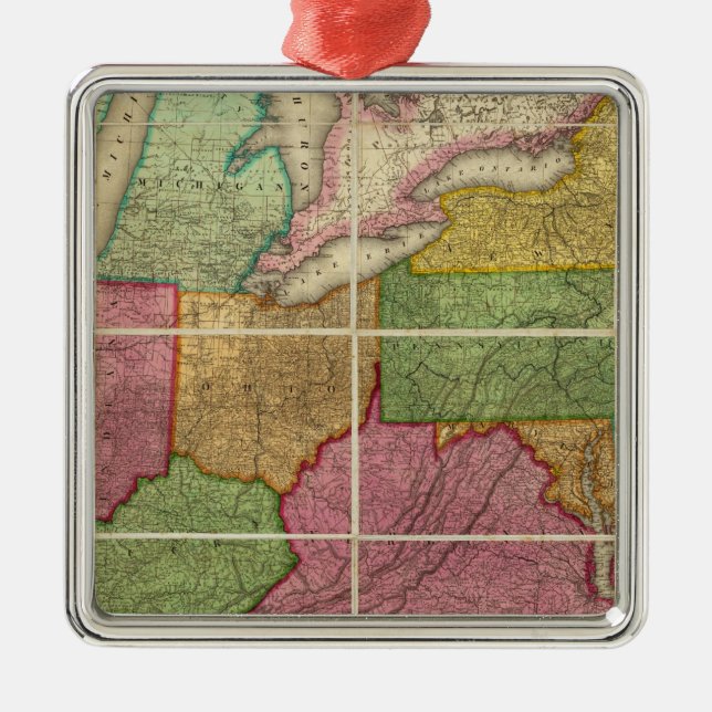 Ornamento De Metal Mapa 4 dos Estados Unidos (Frente)