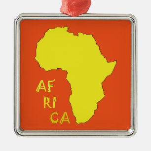 Ornamento De Metal Mapa Africano Amarelo Funky