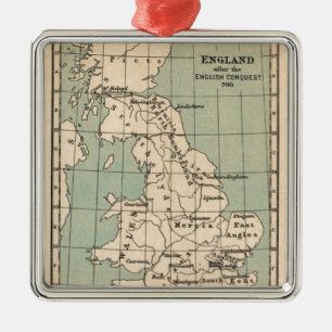 Ornamento De Metal Mapa antigo da Inglaterra