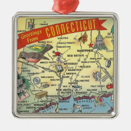 Ornamento De Metal Mapa Antigo de Connecticut