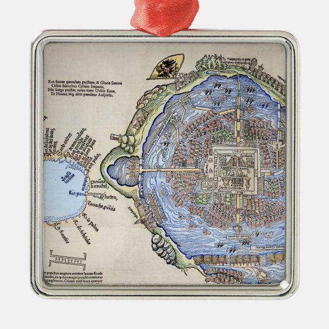 Ornamento De Metal Mapa antigo do Tenochtitlan capital asteca (Frente)