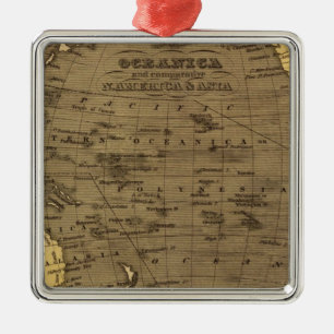 Ornamento De Metal Mapa Atlas Colorido Oceanica